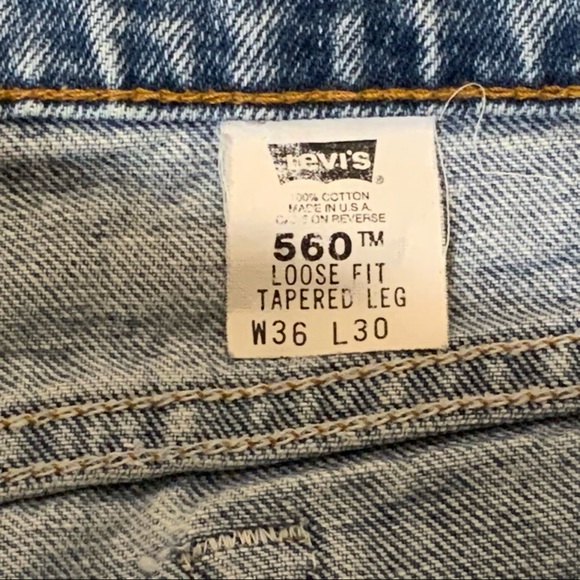 Vintage LEVI’S Mens Jeans Sz 36x30 Loose Tapered Leg 560 Blue Jeans USA Made Red - Picture 4 of 7